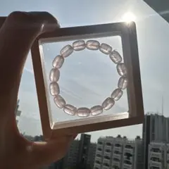 ✨天然ピンククリスタル 楕円ビーズ ブレスレット 恋愛運 人気運UP