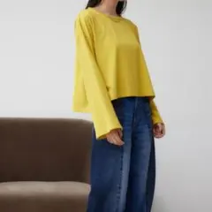 AZUL アズール コットン ドロップショルダー ゆったり 短丈 黄色 Fのサムネイル