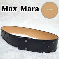 Max Mara スタッズ ワイドレザーベルト 黒 S Y2K 平成ギャル