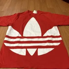 adidas 赤 半袖Tシャツ M大きなロゴ