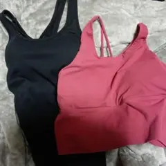 ヨガウェアセット 黒ブラック 赤レッド