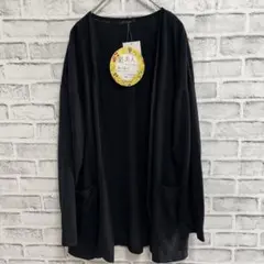 未使用タグ付き☘️ロングカーディガン　ブラック　黒　3L