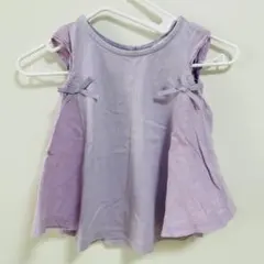 branshes紫色 リボン付き パープルノースリーブタンクトップ