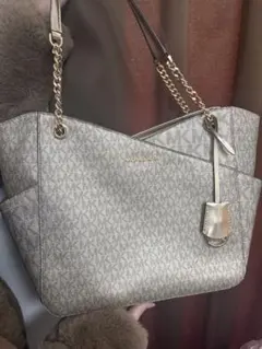 MICHAEL KORS ロゴトートバッグ ベージュ/ゴールド