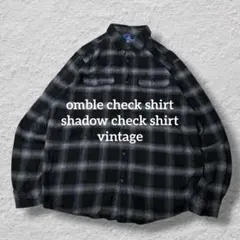 オンブレチェックシャドーチェックネルシャツ黒灰L古着ジョージvintage長袖のサムネイル