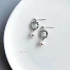 391｜ シルバー つぶつぶ リング パール ピアス イヤリング アクセサリー