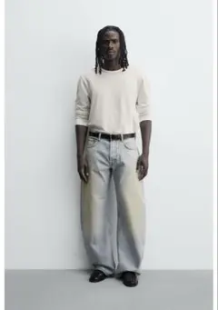 完売品‼️ZARA バルーンフィットデニムパンツ　スカイブルー　EU40