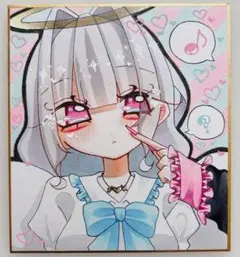 手描きイラストオリジナルイラストハートな女の子色紙原画 - メルカリ