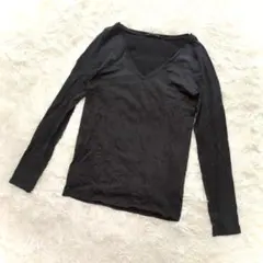 アンダーバーマウジー 長袖 Vネック カットソー Tシャツ 黒 F 日本製のサムネイル