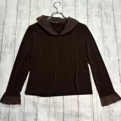 R.OTA'S 長袖シャツ ブラウス トップス ブラウン シンプル レース 薄手