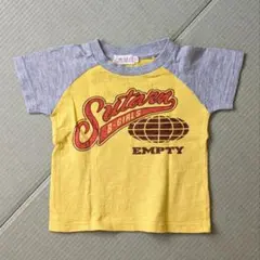 日本織物中央卸商業組合連合会 LAVA 黄色 グレー 英文字 Tシャツ 100㎝