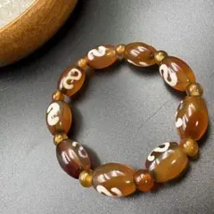 14CMブレスレット　紅瑪瑙5.0mm+金錢鈎天珠 S 10.2*15.5mm