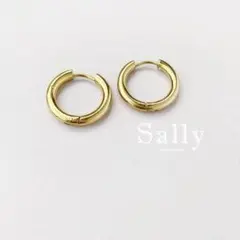 再販【ゴールド】ステンレス　シンプルなワンタッチフープピアス　20mm