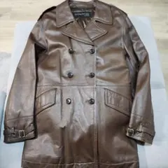 ヴィンテージブラウン ダブルブレスト レザーコート【送料無料】