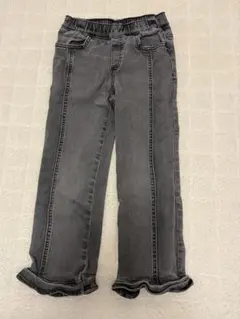 H&M フリル切り替えデニム　ダークグレー 110/116
