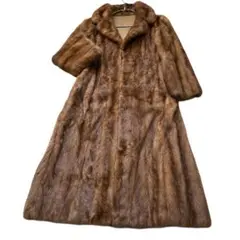 着丈110cm デミバフミンク リアルファーコート 本毛皮 13号 毛並み○