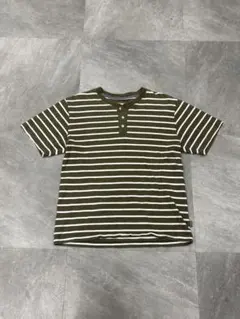 Eddie Bauer ヘンリーネック ボーダー Tシャツ