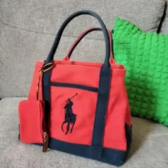 明日まで値下げPolo Ralph Lauren キャンバストートバッグ レッド