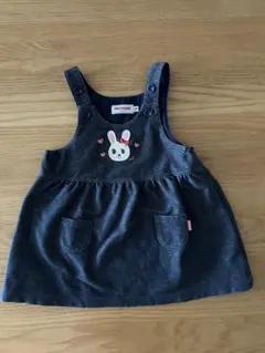 ミキハウス　ウサギ刺繍 ジャンバースカートとカーディガンセット