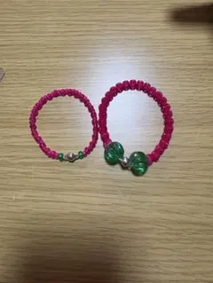 ハンドメイド レトロなピンクビーズブレスレットセット