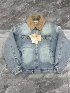 MIU MIU 羊毛ウォッシュ刺繍ロゴジャケット デニムジャケット