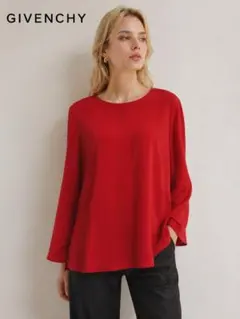 ky388 GIVENCHY 長袖 トップス 赤 44 刺繍ワンポイントのサムネイル