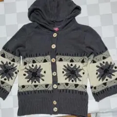 新品未使用ノルディック柄フード付きカーディガン