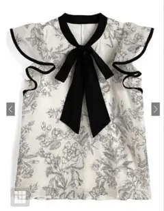 GRL 花柄ボウタイノースリーブブラウス[dh1436]