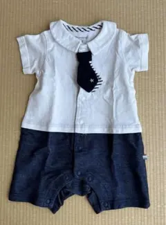 サイズ70 mocmof（モクモフ）おめかしネクタイ ロンパース ネイビー