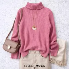 セレクトモカ タートルネックリブニット　ピンク