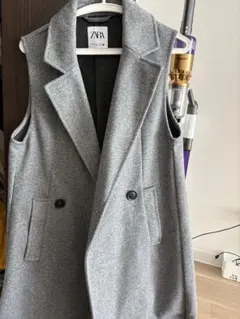 ZARA グレー ジレロングコート