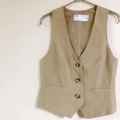 美品✨ASOS DESIGN ベスト ジレ Vネック ベージュ UK 4