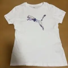 PUMA Tシャツ ホワイト 花柄ロゴプリント Lサイズのサムネイル