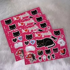 おすましプーちゃん グッズ i♡pooh シール ステッカー 黒猫 ネコ 文具