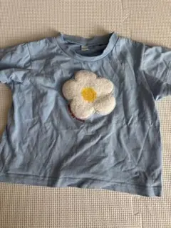 水色 花刺繍 Tシャツ アプクレ