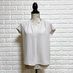 OPAQUE.CLIP【M】Vネックブラウス フレンチスリーブ 白