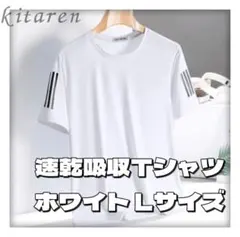 冷感接触 スポーツウェア Tシャツ 吸汗速乾 夏 Lサイズ ホワイト 半袖