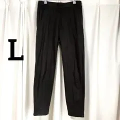 ユニクロ 【L】スウェットパンツ 裏起毛 テーパード 無地 黒 綿 暖パン