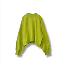 レプシィム　クルーネックニットセーター　羊毛混　黄緑　蛍光色　フリー　長袖