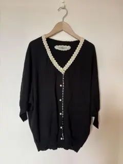 franche lippeeフランシュリッペレース パール カーディガン　黒のサムネイル