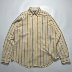 ラルフローレン 長袖BDシャツ L ストライプ ワンポイント 刺繍ロゴ 8023
