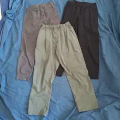 【130cm】ウルトラストレッチアクティブジョガーパンツ３枚【灰色・黒・緑】