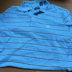 CHAPS 水色 ストライプ ポロシャツ