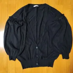 バルーンスリーブ 黒 カーディガン Mサイズ