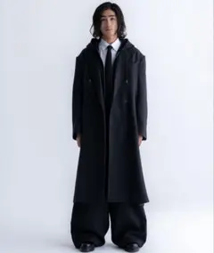 sinss クラシック ウール ブレンド ツイード コート チャコール S