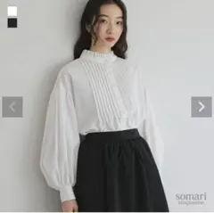 somari imaginationボリューム袖ピンタックブラウス