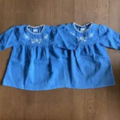 【未使用品】アカチャンホンポ　女の子　双子　ベビー　ワンピース　デニム　80cm