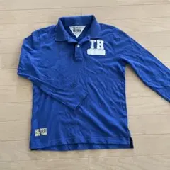 150 青 トミーヒルフィガー長袖ポロシャツ