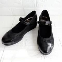 BeauFort コンフォートパンプス ウェッジソール 黒 24cm EEE