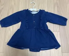 ベビー　デニムワンピース　ロンパース　80センチ　インディゴ
